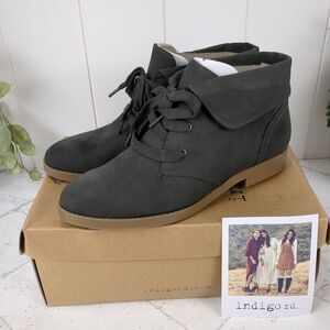Indigo Rd Aimee Ankle Bootie Faux Suede Gray Boots Womens 8 NEW